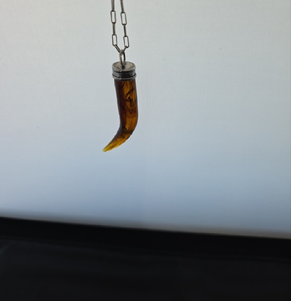 Silpada 36" Silver Chain With Amber Horn Necklace - Picture 2 of 5